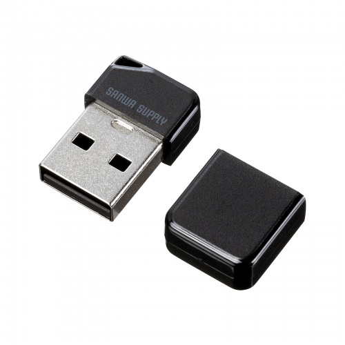 USBメモリ（超小型・32GB・USB2.0・キャップ式・USB A接続・ストラップホール付き・名入れ対応・ミニサイズ・ブラック）