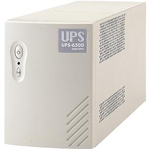 自動シャットダウンソフト&通信ケーブル標準付属で長寿命バッテリ採用（650VA）小型無停電電源装置 UPS-650D サンワサプライ