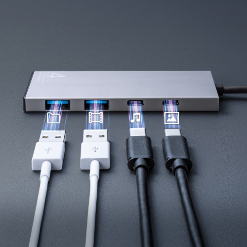 USB TypeC ハブ（4ポート・A×2 C×2・ケーブル一体型・USB3.2Gen2対応・10Gbps高速対応・アルミ放熱・Windows・Mac・iPad・Chromebook）
