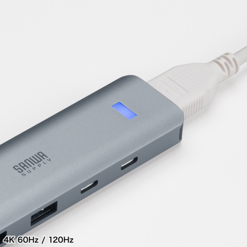 USB Type-C ハブ（HDMI・8K30Hz/4K120Hz対応・5in1・USB 10Gbps・PD100W入力・PD85W給電・接続見える化・シルバー）