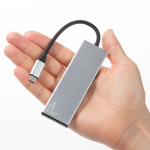 USB TypeC 4ポートハブ（USB Type-C×4・PD100W対応・10Gbps対応・高速伝送・アルミ放熱・ケーブル一体型・薄型・Windows/Mac/iPad/Chromebook）