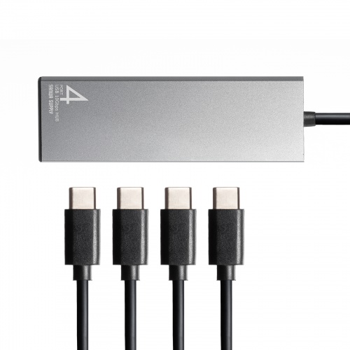 USB TypeC 4ポートハブ（USB Type-C×4・PD100W対応・10Gbps対応・高速伝送・アルミ放熱・ケーブル一体型・薄型・Windows/Mac/iPad/Chromebook）