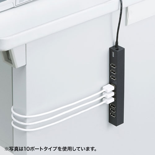 USB2.0ハブ（10ポート・ACアダプタ付き・セルフパワー・バスパワー）USB-2H1001BKN