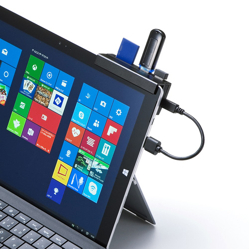 タブレット用カードリーダー（USB2.0ハブ付き・SDカードスロット付き・ブラック）