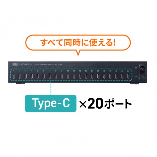 USB2.0 Type-C 20ポートハブ
