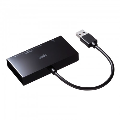 USBハブ付き ギガビットLANアダプタ（USB A搭載パソコン用・3ポート・USB3.2 Gen1 ・バスパワー・ブラック）