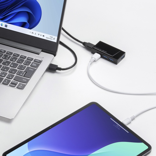 USBハブ（USB3.2 Gen1 4ポート・バスパワー・マグネット付き・軽量・コンパクト・高速データ転送・5Gbps）