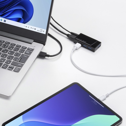 USBハブ（USB3.2 Gen1 4ポート・セルフ/バスパワー両用・マグネット付き・軽量・コンパクト・高速データ転送・5Gbps）