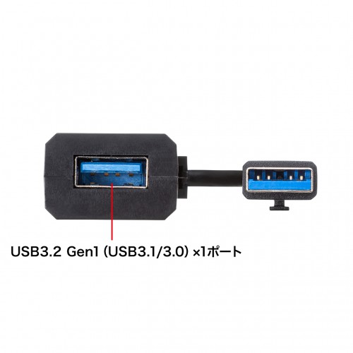 USBハブ(コンボ・USB3.1Gen1×1ポート・USB2.0×3ポート・バスパワー・ブラック)USB-3H421BK
