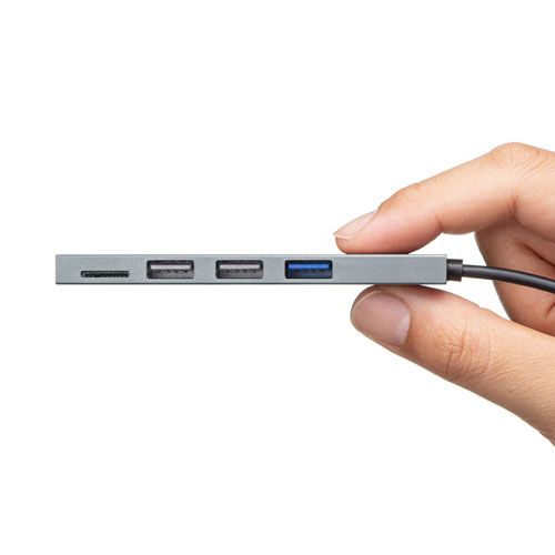 USB 3.2 Gen1+USB2.0 コンボ　スリムハブ(カードリーダー付き）