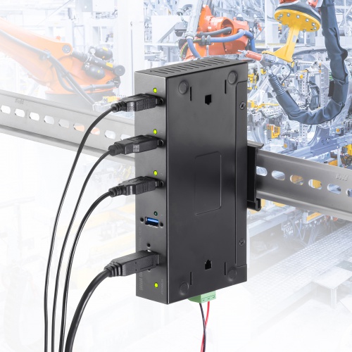 産業用USBハブ（4ポート・5Gbps・DINレール対応・-40℃対応・セルフパワー・USB-IF認証)