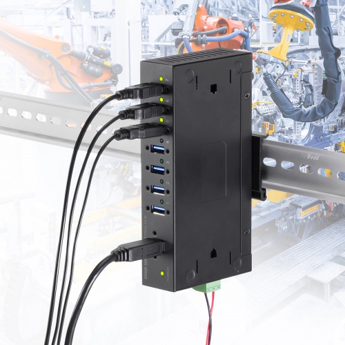 産業用USBハブ（7ポート・5Gbps・DINレール対応・-40℃対応・セルフパワー・USB-IF認証）