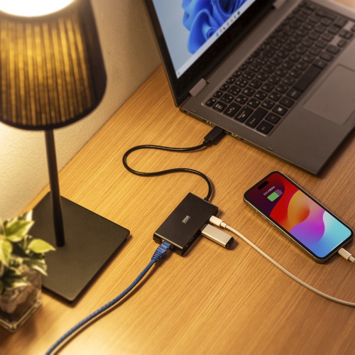 USBハブ（LAN対応・3ポート・セルフパワー・2.5GLAN対応・10Gbps・USB A接続）