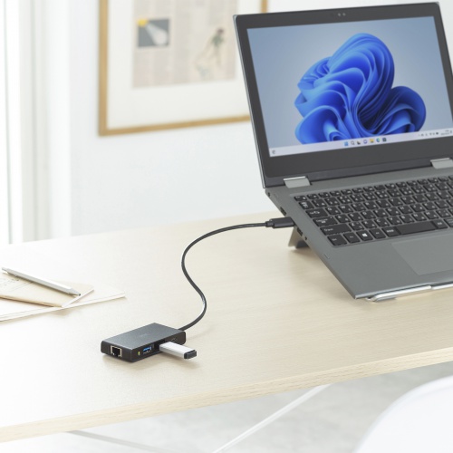 USBハブ（LAN対応・3ポート・セルフパワー・2.5GLAN対応・10Gbps・USB A接続）