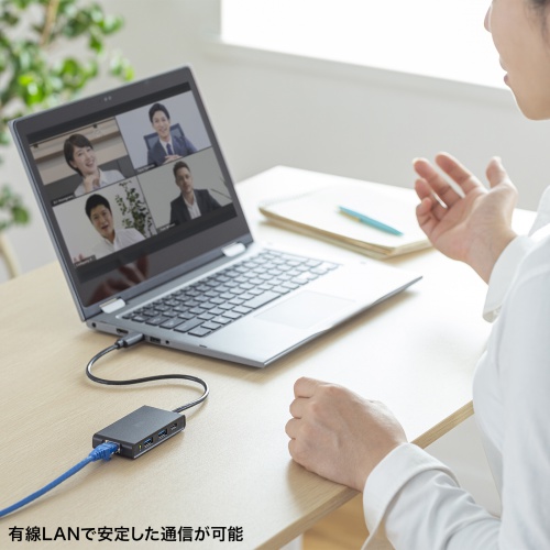 USBハブ（LAN対応・3ポート・セルフパワー・2.5GLAN対応・10Gbps・USB A接続）