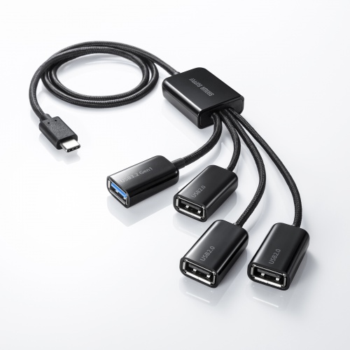 USBハブ（4ポート・バスパワー・USB3.2・USB2.0・Type-C）USB-3TC436BK