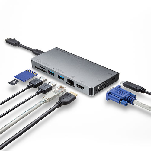 USB Type-C ドッキングハブ（VGA・HDMI・LANポート・SDカードリーダー付き）