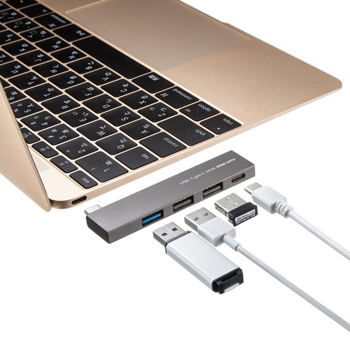 USBハブ (スリム・USB・Type-C・iPhone15・iPhone15plus・シルバー） USB-3TCH21SN サンワサプライ
