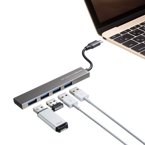 USBハブ（スリム・USB・Type-C・4ポート・iPhone15・iPhone15plus） USB-3TCH25SN