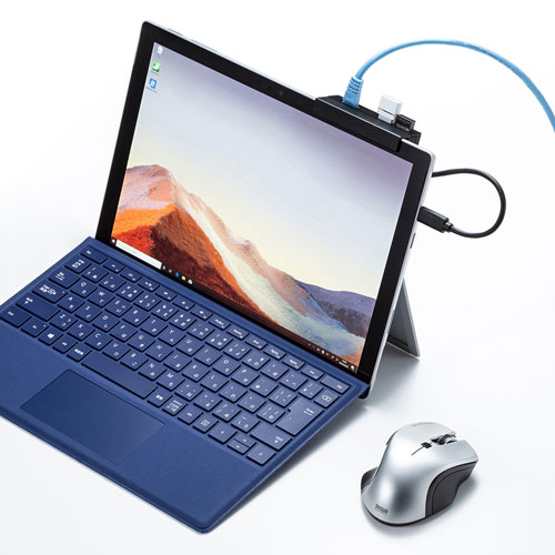 USB Type-Cハブ（タブレット用・LANポート・バスパワー・ブラック）