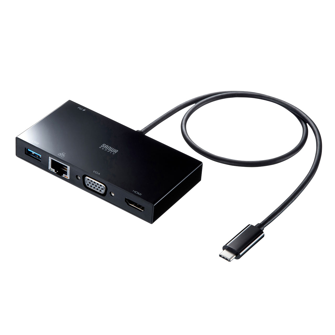 ドッキングステーション（USBハブ，Type-C接続・モバイル・USB・LAN・VGA・HDMI・テレワーク・ブラック） USB-3TCH30BK サンワサプライ