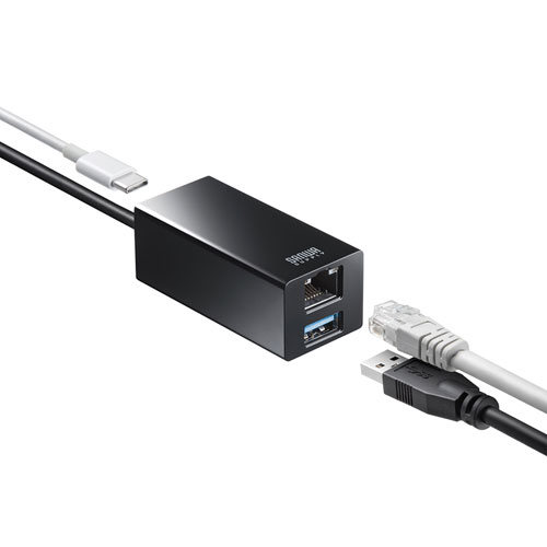 USB Type-Cハブ付き ギガビットLANアダプタ（Type-Cポート＋USB Aポート）