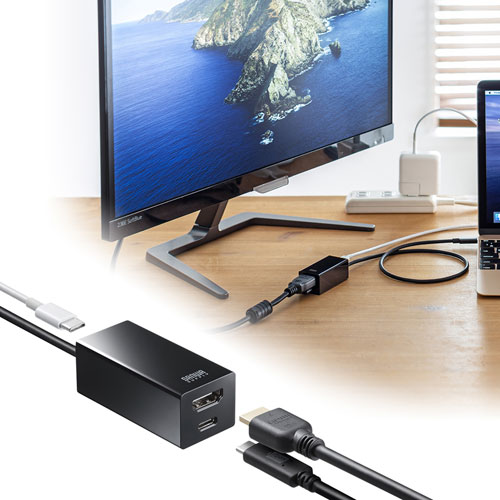 USB Type-Cハブ付き HDMI変換アダプタ（Type-Cポートｘ2）
