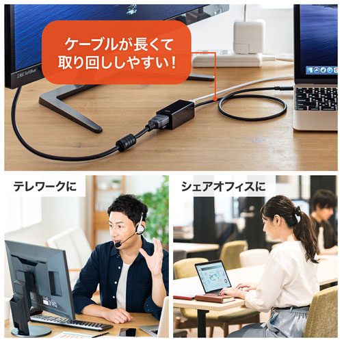 USB Type-Cハブ付き HDMI変換アダプタ（Type-Cポートｘ2）