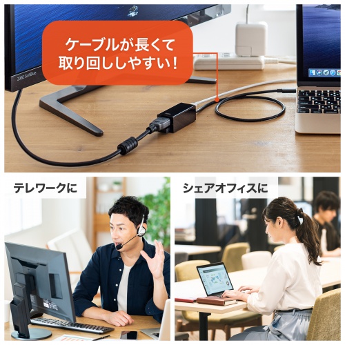 【アウトレット】USB Type-Cハブ付き HDMI変換アダプタ（Type-Cポート＋USB Aポート）