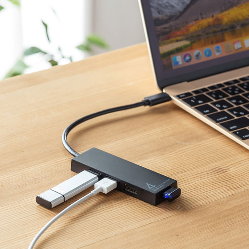 USB Type C　USBハブ（4ポート・iPhone15・iPhone15plus・ブラック） USB-3TCH7BK サンワサプライ