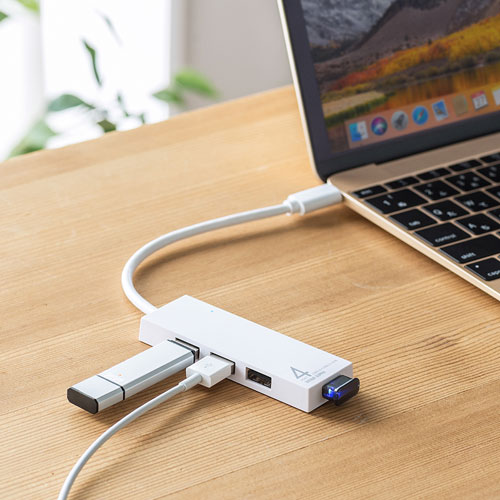 USB Type C　USBハブ（4ポート・iPhone15・iPhone15plus・ホワイト） USB-3TCH7W サンワサプライ