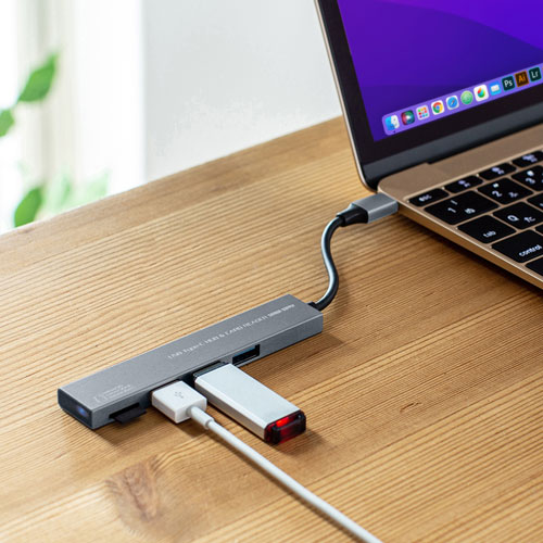 タイプCハブ（3ポート・コンボハブ・スリムハブ・カードリーダー付き・iPad Pro M4・iPad Air M2） USB-3TCHC19S サンワサプライ