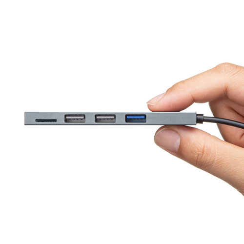 タイプCハブ（3ポート・コンボハブ・スリムハブ・カードリーダー付き・iPad Pro M4・iPad Air M2） USB-3TCHC19S サンワサプライ