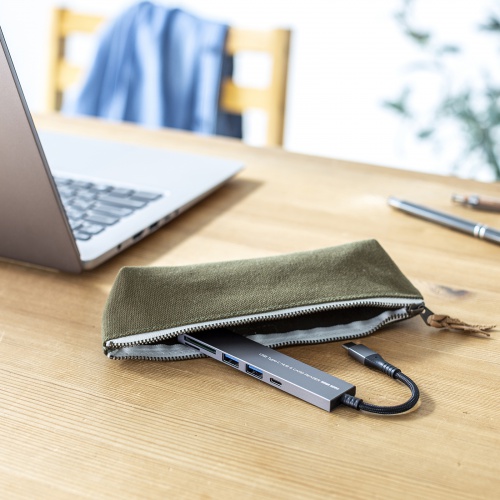 USBハブ（USBCハブ・USB A 2ポート・Type C 1ポート・スリムハブ・カードリーダー付・アルミ・ナイロンメッシュ） USB-3TCHC21MS サンワサプライ