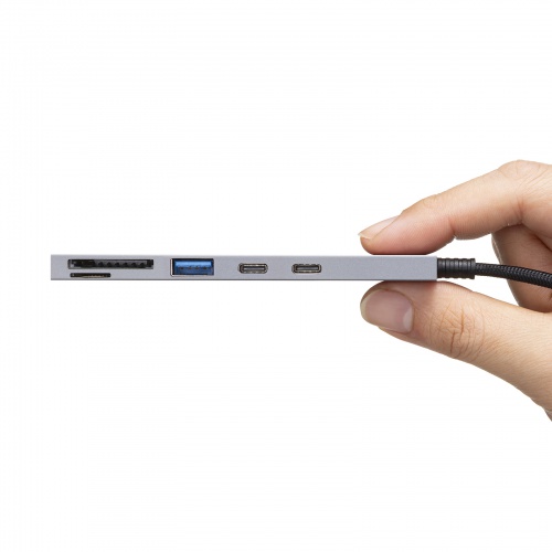 USBハブ（タイプCハブ・USB・Type C ・スリムハブ・カードリーダー付・アルミ・ナイロンメッシュ） USB-3TCHC22MS サンワサプライ