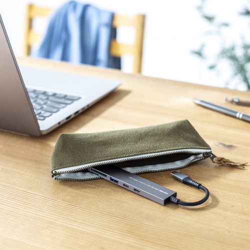 USBハブ（タイプCハブ・USB・Type C ・スリムハブ・カードリーダー付・アルミ・ナイロンメッシュ） USB-3TCHC22MS サンワサプライ