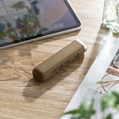 ドッキングステーション（USB・タイプCハブ・HDMI・LAN付・4K・30Hz・PD100W対応・抗菌・シリコン・耐衝撃・モバイル・カーキ） USB-3TCHLP10K サンワサプライ