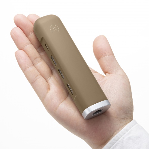 ドッキングステーション（USB・タイプCハブ・HDMI・LAN付・4K・30Hz・PD100W対応・抗菌・シリコン・耐衝撃・モバイル・カーキ） USB-3TCHLP10K サンワサプライ