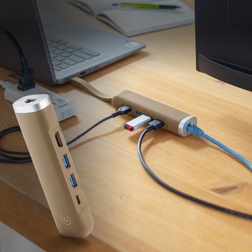 ドッキングステーション（USB・タイプCハブ・HDMI・LAN付・4K・30Hz・PD100W対応・抗菌・シリコン・耐衝撃・モバイル・カーキ） USB-3TCHLP10K サンワサプライ