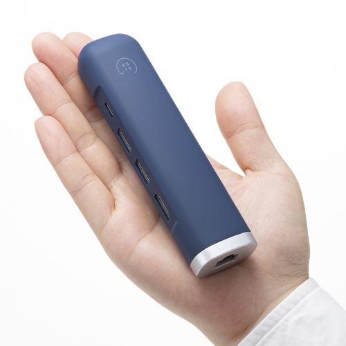 ドッキングステーション（タイプCハブ・HDMI・LAN付・4K・30Hz・PD100W・抗菌・シリコン・耐衝撃・モバイル・ネイビー） USB-3TCHLP10NV サンワサプライ