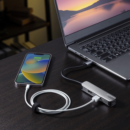 USB Type-Cマルチ変換アダプタ（HDMIポート・USB Type-Cポート・PD充電対応・USB3.2 Gen1ポート付き） USB-3TCHP6S サンワサプライ