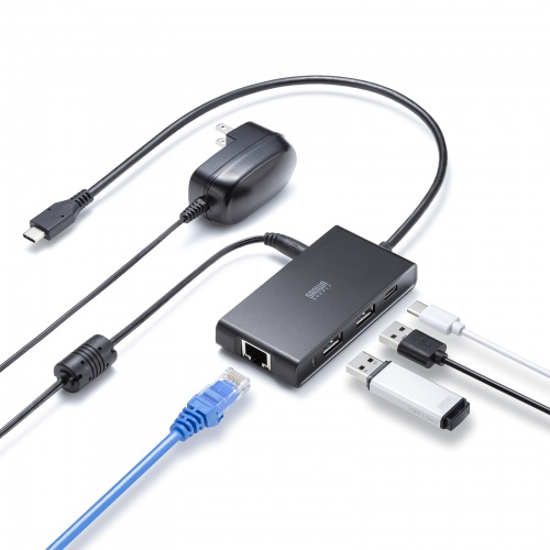 USBハブ タイプC 3ポート セルフパワー LAN 充電 サンワサプライ