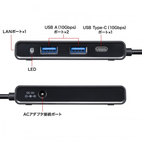 USBハブ タイプC 3ポート セルフパワー LAN 充電 サンワサプライ