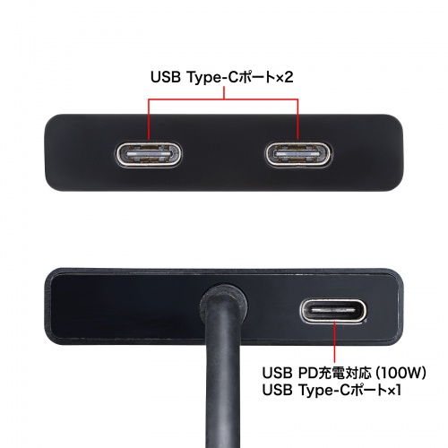 USBハブ（ Type-Cハブ・C×2）USB-3TCP12BK