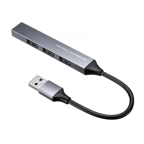 USBハブ（USB  A接続・USB A・4ポート・USB 5Gbps・USB2.0・スリムハブ・アルミ）