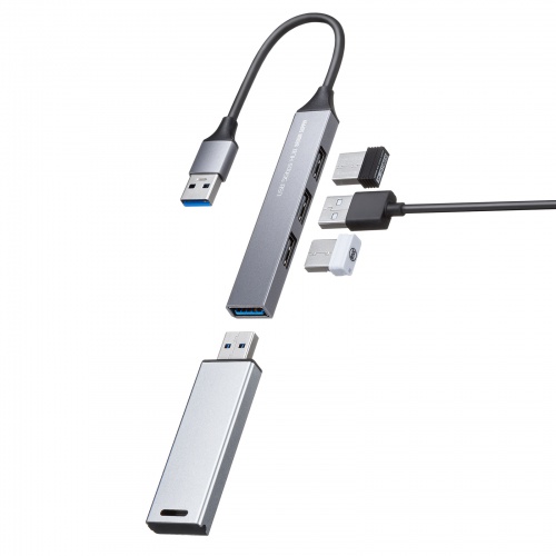 USBハブ（USB  A接続・USB A・4ポート・USB 5Gbps・USB2.0・スリムハブ・アルミ）