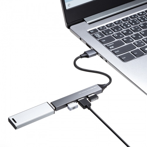 USBハブ（USB  A接続・USB A・4ポート・USB 5Gbps・USB2.0・スリムハブ・アルミ）