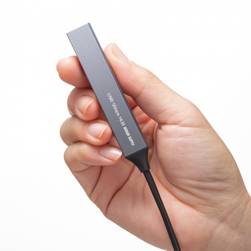 USBハブ（USB  A接続・USB A・3ポート・Type-C・1ポート・USB 5Gbps・USB2.0・スリムハブ・アルミ）