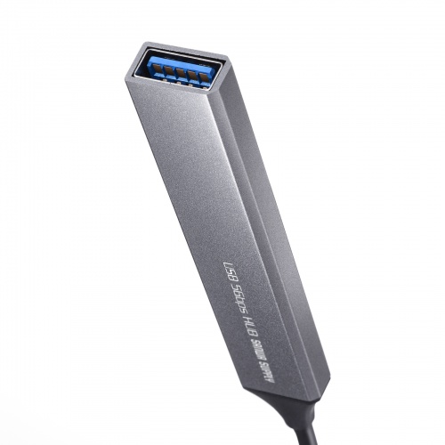USBハブ（USB  A接続・USB A・3ポート・Type-C・1ポート・USB 5Gbps・USB2.0・スリムハブ・アルミ）