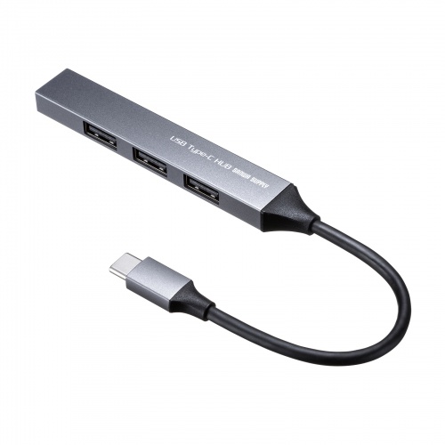 USBハブ（USB  Type-C接続・USB A・4ポート・USB 5Gbps・USB2.0・スリムハブ・アルミ）